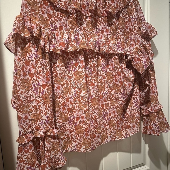 J.Crew Ruffle Crinkle Chiffon Blouse Floral Top Spring‎ Summer Casual Size Large - Picture 10 of 14